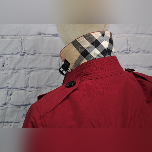 Burberry Women's Trench Coat Jacket Red Brookesby Short Length Size 2 US - Picture 13 of 16